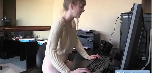  Sexy naughty blonde amateur teen Alana masturbate while playing video games